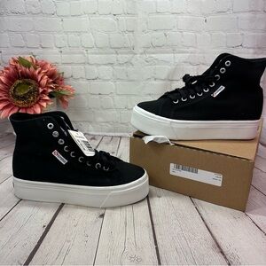 NWT superga 2708 black white platform high top sz 9 streetwear classic womens